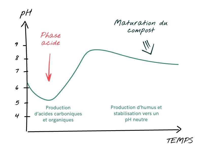 Evolution du pH dans le compost